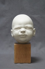 Baby sculpture, Contentment (2014) By Billie Bond, cast Marble